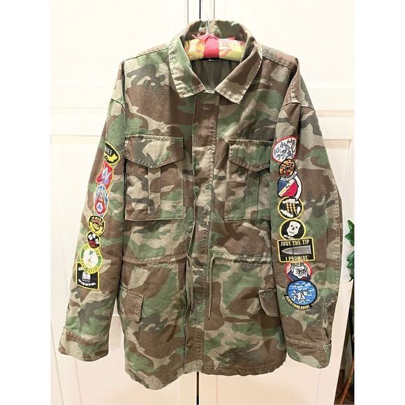 PACSUN Camouflage Military Utility Patch Jacket Men’s Sz L - Picture 1 of 7